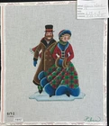 HP Needlepoint 18ct REBECCA WOOD Victorian Man & Woman Winter Ice Skating-FW42