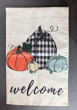 Fall Decor Multi-Color Pumpkins "Welcome" Garden Flag 19" x 12",  Double Sided 