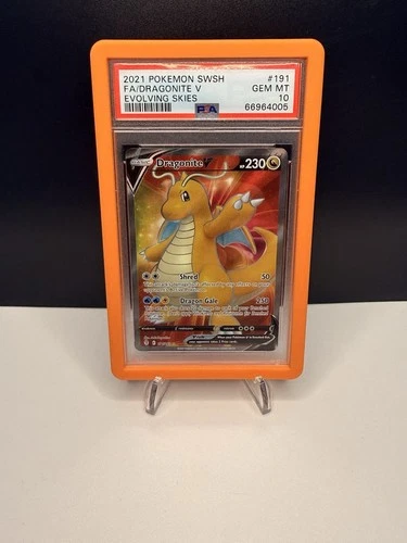 Pokémon TCG Dragonite V Full Art Ultra Rare Holo 191/203 Evolving Skies PSA 10