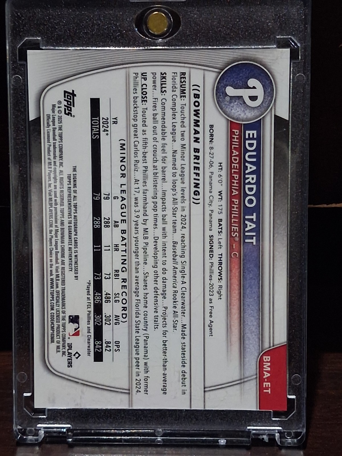 Topps 2025 Bowman Chrome Mega Box Autographs Eduardo Tait #BMA-ET Auto RC view 2
