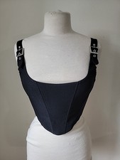 White Fox Forever Feels Corset Medium Black Buckle Straps Back Zip