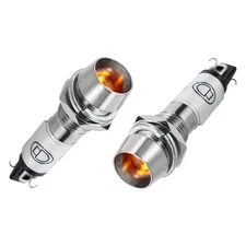DC 12V Indicator Light Yellow Metal Shell Panel Mount 5/16 Inch 8mm 6Pcs