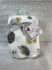 Parent's Choice Hedgehog Mushroom Plush White Baby Blanket Walmart 30" x 36" NEW