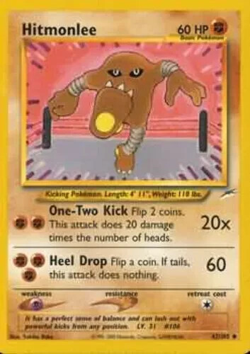 Hitmonlee 42/105 Unlimited Pokemon Neo Destiny Card NM