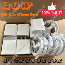 For iPhone 14 13 12 11 XR PD Fast Charger Cord 20W USB-C Power Adapter Block Lot