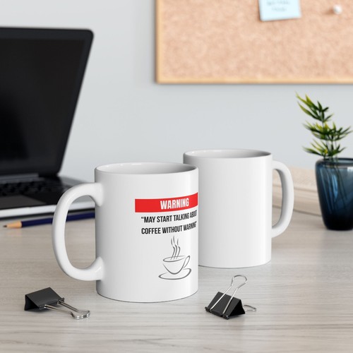Lustige Kaffeetasse | Warnung kann über Kaffee sprechen | Geschenk für Kaffeeliebhaber - Bild 2 von 4