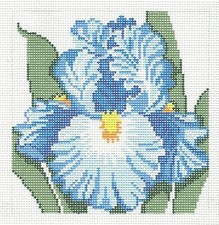 Blue Bearded Iris Flower Series 12 mesh handpainted Needlepoint Canvas by LEE