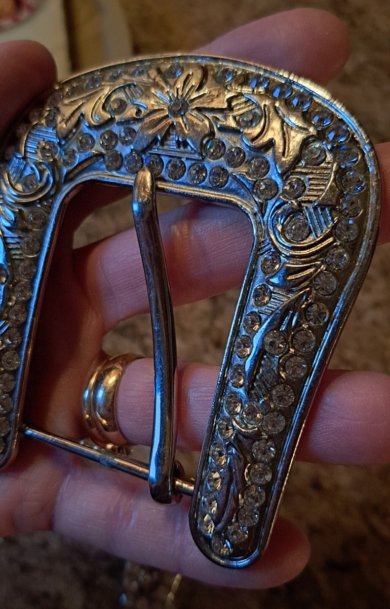 Screw Back Concho Stainless Steel Belt Buckle Set with Bling  display picture 3