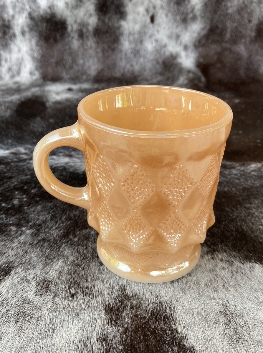Anchor Hocking Fire King Peach Lustre Kimberly Diamond Coffee Mug