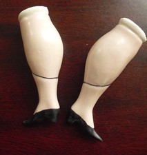 Set of Vintage 1970s Porcelain Girl Fancy Doll Legs 2 7/8" Long