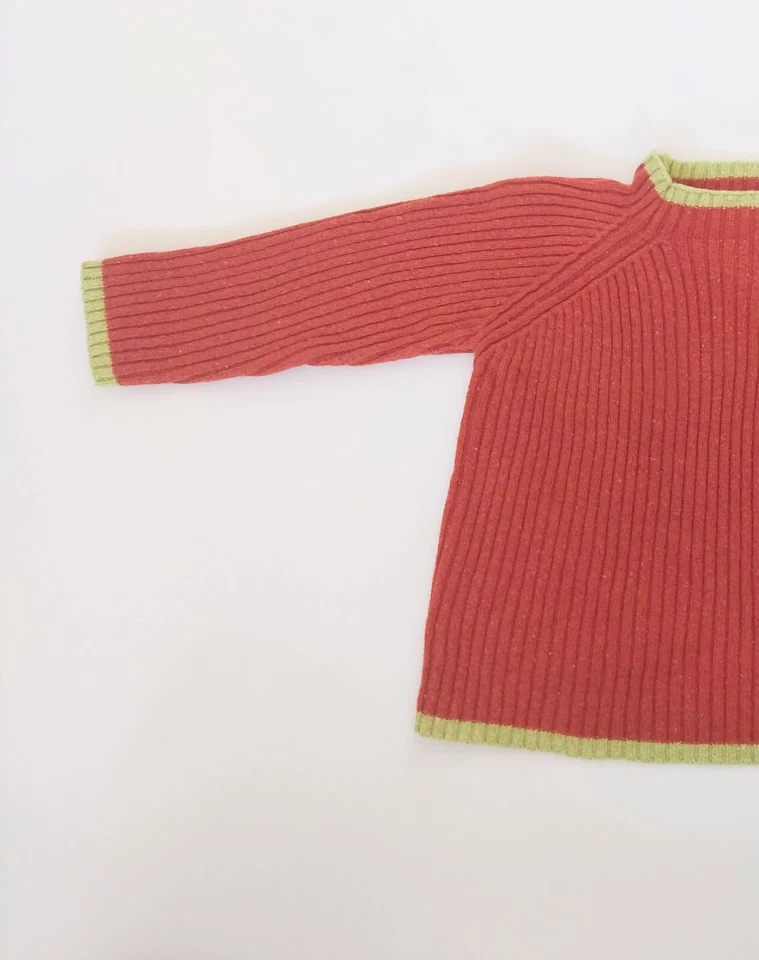 Zutano Toddler Size 3T Orange Green Trim Ribbed Lambswool Sweater — 第 2/4 张图片