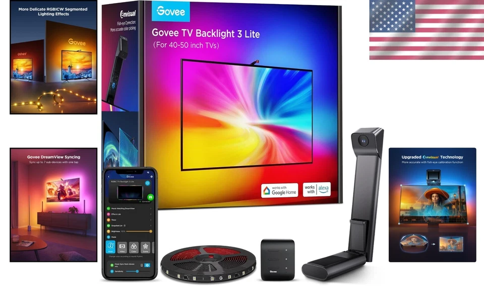 Eco-Friendly 7.8ft LED TV Backlight with Fish-Eye Correction and App Control - Image 2 of 4