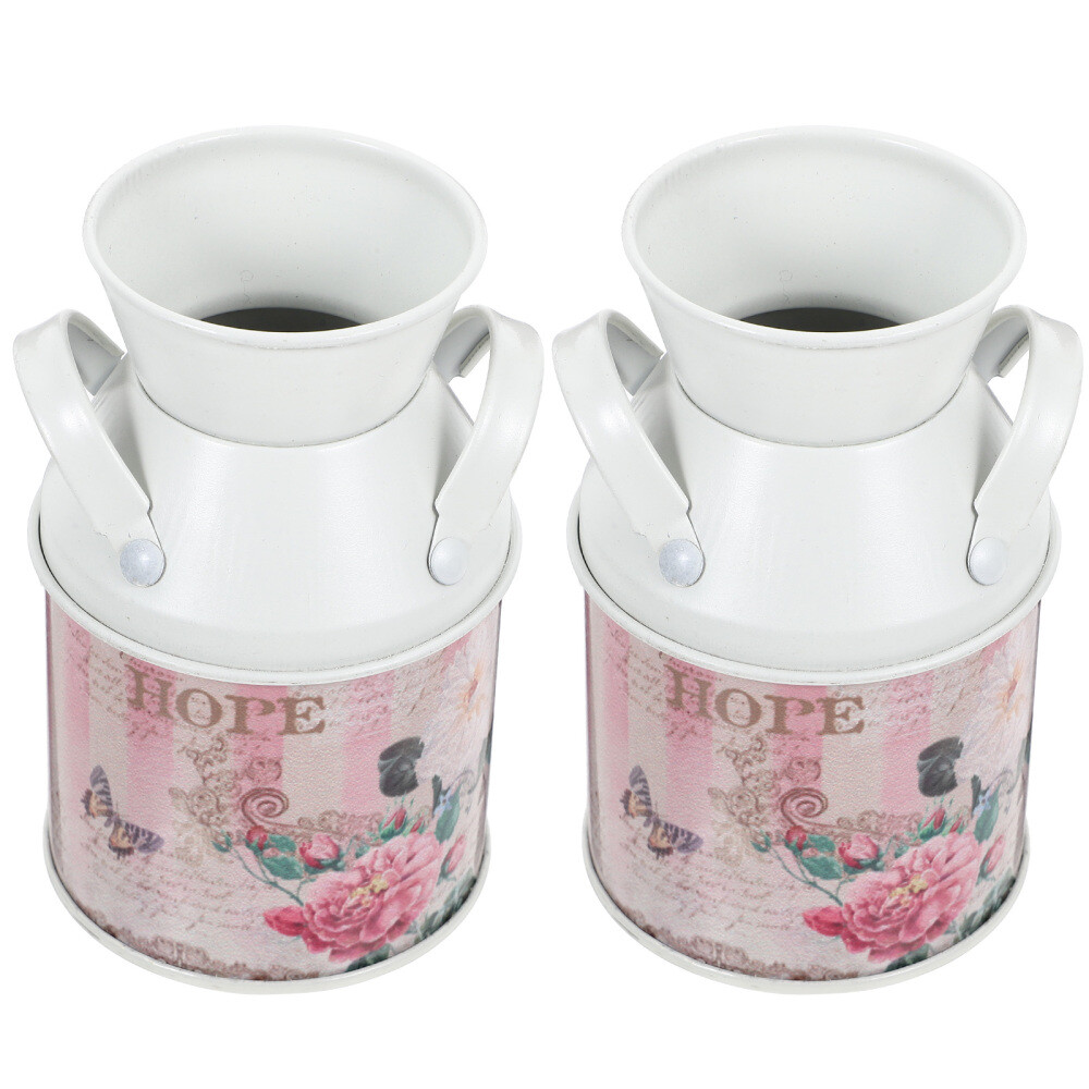 2pcs Country Metal Vase Metal Jug Vase Jug Vase French Pitcher Vase