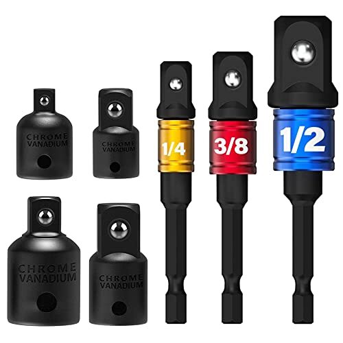 wohot 7pcs Adattatore a Bussola1/4"/1/2"/3/8" + Adattatore 1/4" su 3/8" – 3/8...