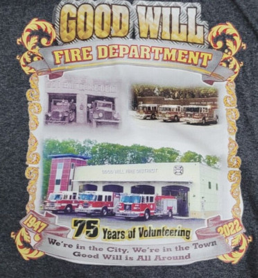 Goodwill Fire Dept 75th Anniversary T. Shirt Thick Heavy Graphic Print Gray Sz M