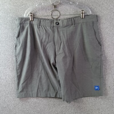 Guy Harvey Shorts Mens 40 Gray Micro Striped Chino Flat Front Mesh Lined Pockets