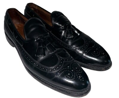 Allen Edmonds Berwick Black Leather Wingtip Loafer Shoes Mens Brogue 10.5 AA