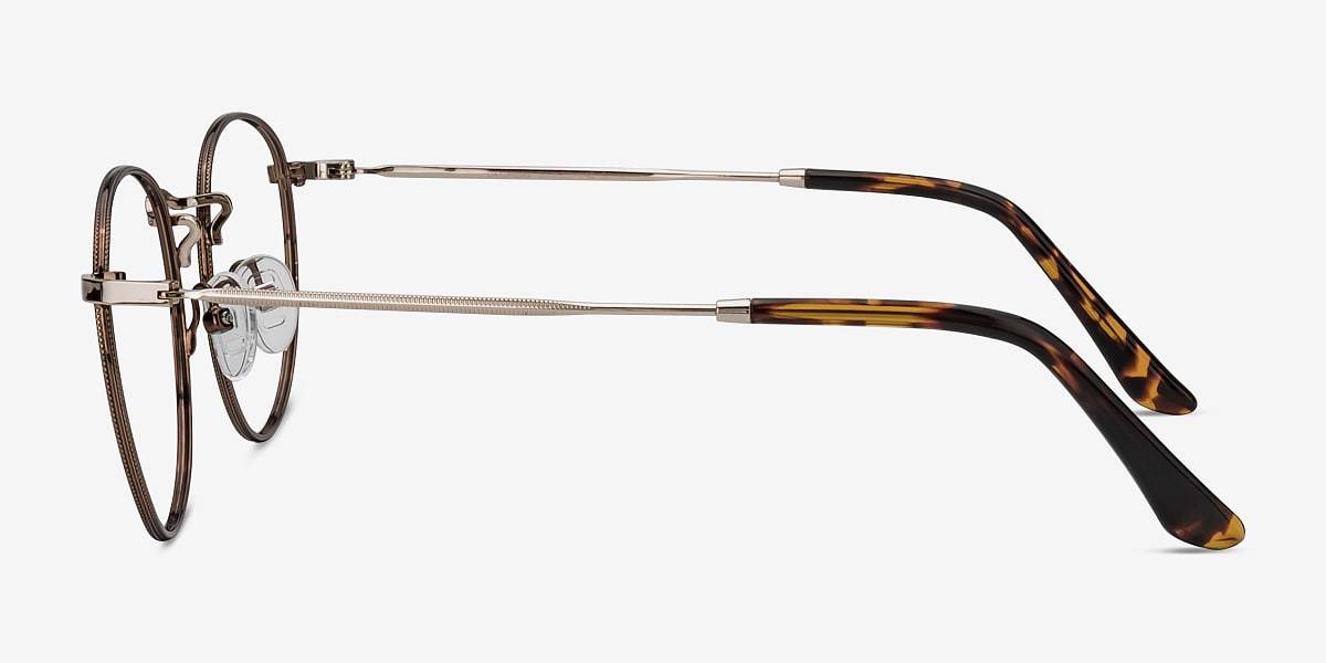 EYEBUYDIRECT DAYDREAM ROUND METAL EYEGLASS FRAMES BROWN GOLDEN 5022