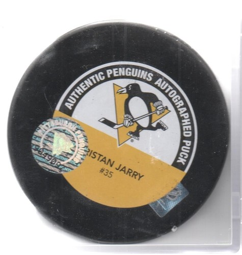 Tristan Jarry Autographed Signed NHL Game Puck Pittsburgh Penguins COA - Picture 2 of 2