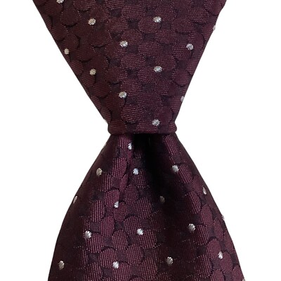 JOOP! Men's 100% Silk Necktie Skinny ITALY Designer POLKA DOT Purple/White NEW