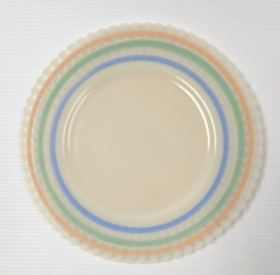 MacBeth-Evans Cremax 8'' SALAD PLATE Pastel Banded Petalware (8 AVAILABLE)