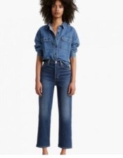 Levi  s Women's size 31x27 Ribcage Straight Leg Ankle Jean Blue button fly cotton
