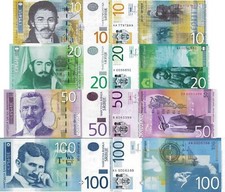 SERBIA - Lotto 4 banconote 10/20/50/100 dinara FDS UNC