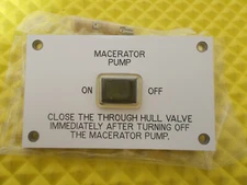 MACERATOR Pump Panel for Catalina Sailboat Marine 4.25" x 2.5" Whit/Blk PB4138