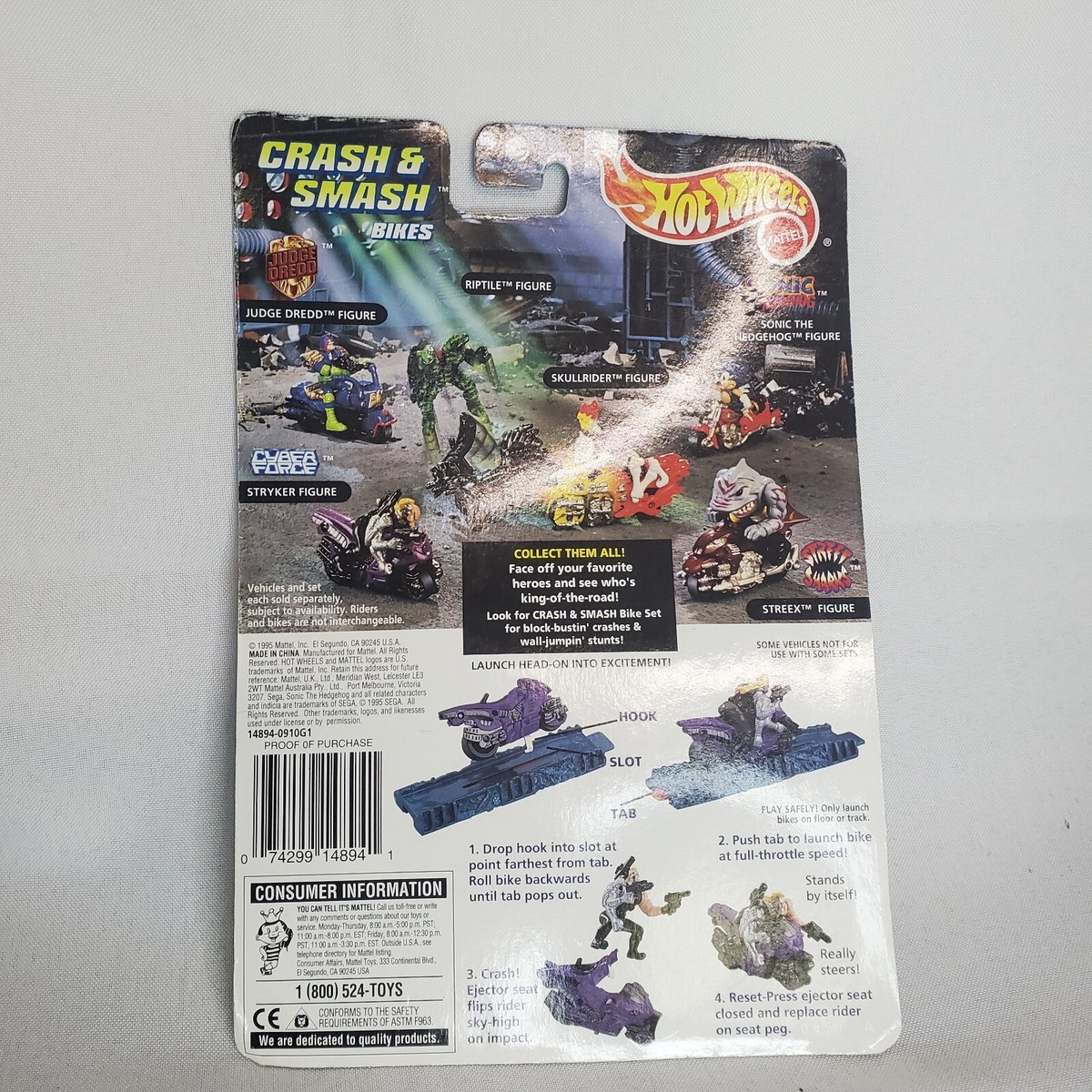 Vintage Hot Wheels Sonic the Hedgehog Mattel 1995 Crash & Smash