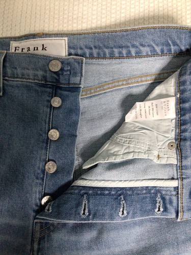 Neu ohne Etikett Frank & Eileen Monaghan Jeans Gr. 31 hoher Bund 1990 Waschung Denim ausgefranste Säume - Bild 6 von 13