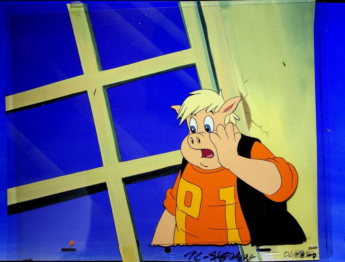 Piggsburg Pigs! 1990 Production Cel & Hand Painted Back Ruby