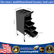 Beauty Salon Trolley Equipment Rolling Cart Tray Hair Styling Storage Station