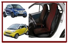 Coppia coprisedili per Smart Fortwo 2 posti fodere  kit nero rosso 450 451 453 