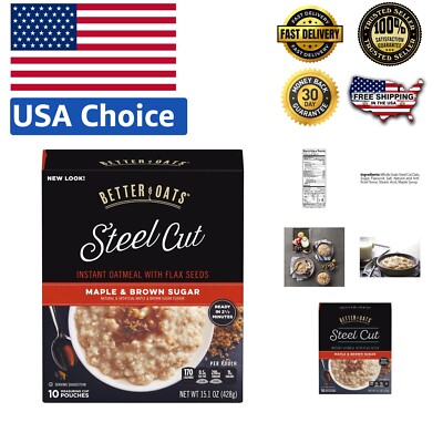 Delicious Maple & Brown Sugar Steel Cut Oats - Instant Oatmeal, 6 Pack of 15.1oz