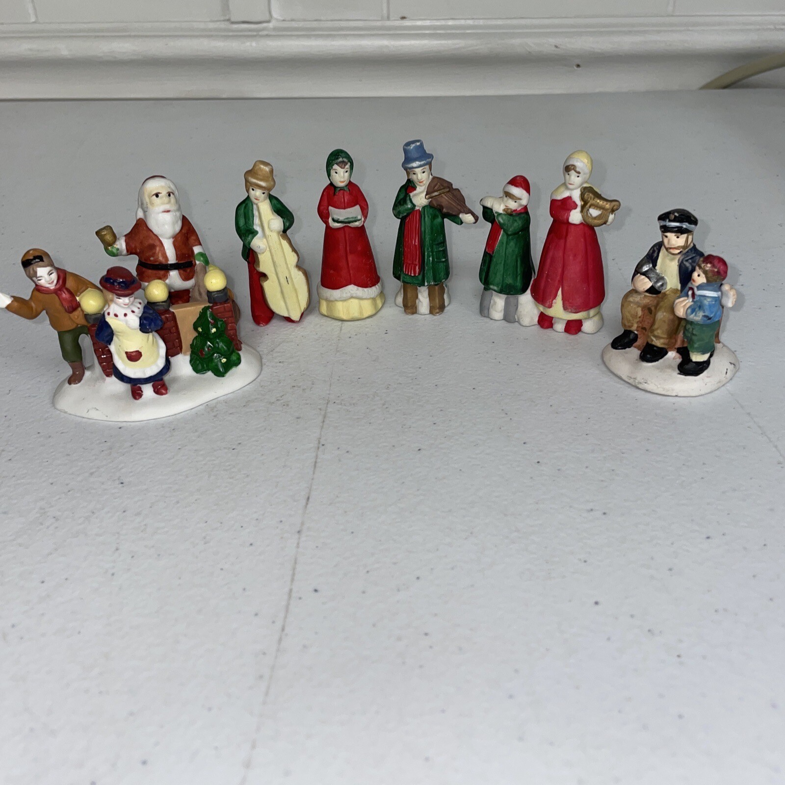 Vintage Porcelain Christmas Village Figurine Lot Various Christmas