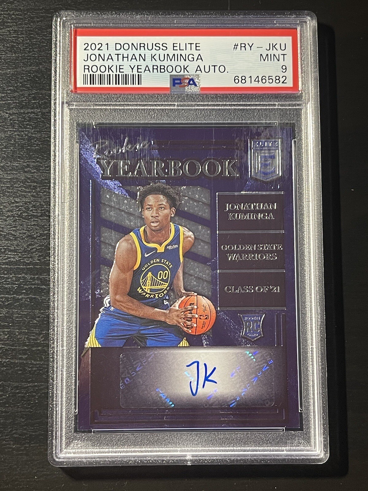 2021-22 Donruss Elite Jonathan Kuminga Rookie Yearbook Auto #RY-JKU PSA 9