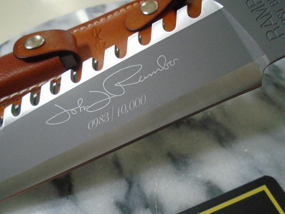Cuchillo de combate Bowie Rambo I John J Limited Signature hoja fija 9423 14" OA HGC Foto 3 de 4