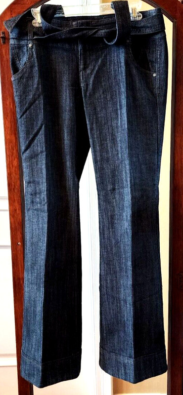 NINE WEST Flare Leg Thin Cotton/Tencel Blue Jeans Dark Elegant Size 8 NWT $89