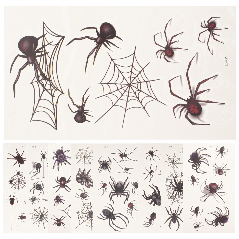 20 Sheets Spider Tatouages Autocollants Avant-bras Tatouages