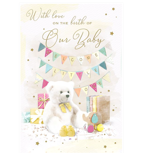 New Baby Card OUR BABY. Wife, Husband, Partner. Birth of our baby card.