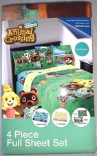 New Horizons  Welcome To Animal Crossing  4-Piece Full Sheet Set, Fitted Flat
