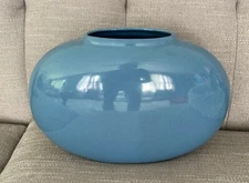 Vintage 1984 Haeger Steel Blue Oblong Oval Vase Planter  12”x8” #4317