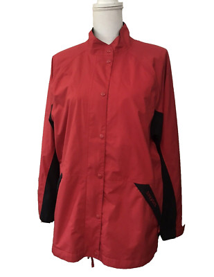Dryjoys By FootJoy FJ Full Zip Golf Rain Jacket Size M Long Sleeve Red Black NWO