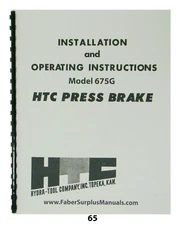 HTC Hydraulic Press Brake Model 675G Installation & Operating Manual * 65