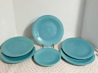 VTG Turquoise Fiesta 9.5” Dinner Plates(4)~10” Serving Plate~7.5” Side Plate