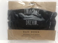 Rae Dunn Reusable Face Masks Adjustable Elastic Straps Set of 2 Imagine Dream O