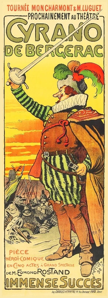 POSTERSANDCO CYRANO de BERGERAC 1898 Théâtre Rsvv-POSTER LITHO 40x110cm d'1 AFFICHE ANCIENNE