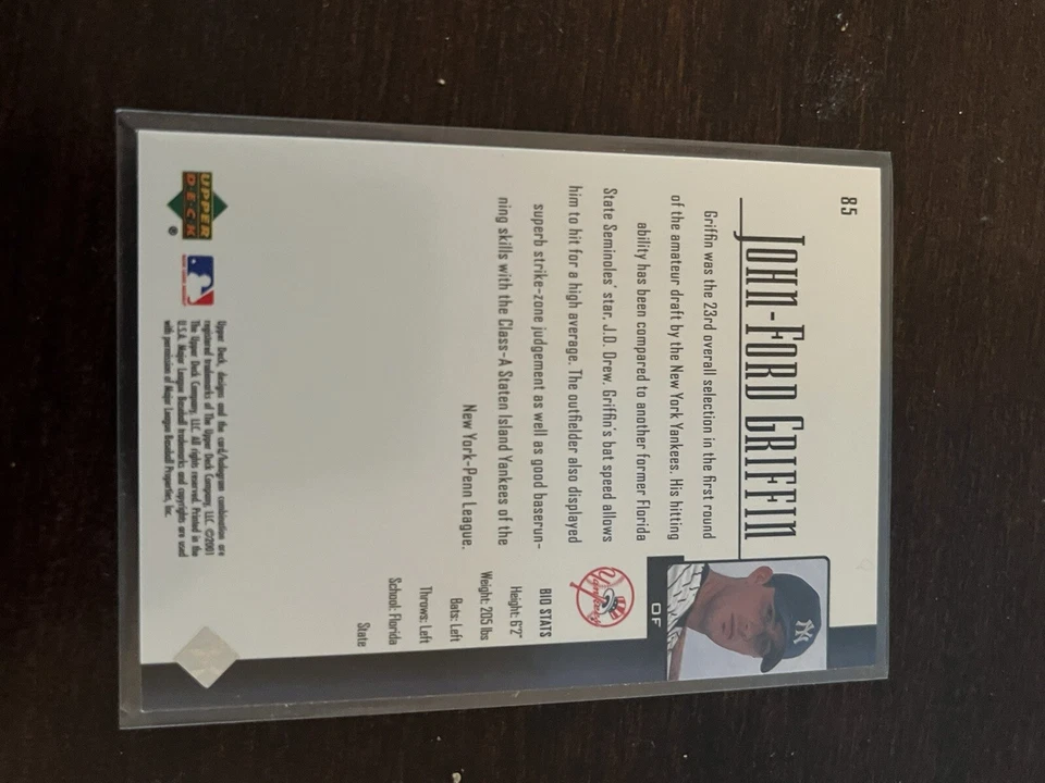 2001 Upper Deck Star Rookie RC John-Ford Griffin New York Yankees #85 - Image 4 of 4