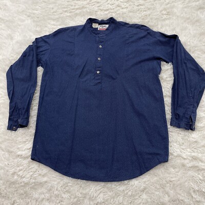 ROPER Vtg 70s 80s Henley Shirt Men L Retro Western Spots Print Metal Buttons 46''
