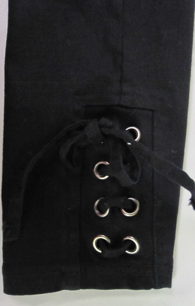 Utopia by HUE Side Laced Twill Skimmer Leggings  Black SIZE S UT19273H